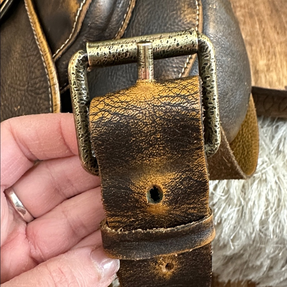 Patricia Nash Brown Distressed Italian Leather Ba… - image 5